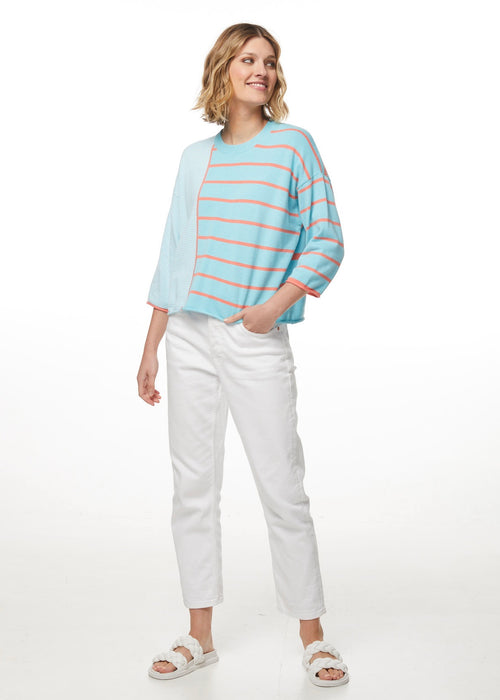 STRIPE DETAIL TOP - AQUA