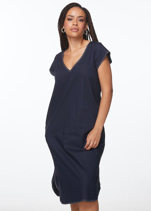 DRAWBACK DRESS - NAVY