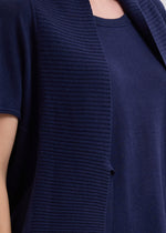 LINEN TIE CARDI - MARINE