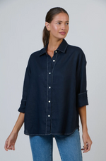LINEN BOYFRIEND SHIRT IN MARINE