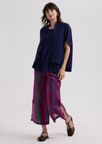 LINEN TIE CARDI - MARINE