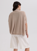 LINEN TIE CARDI - TAUPE