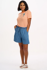 MAGGIE T-SHIRT - OFF-WHITE/ ORANGE, STRIPY PARROT