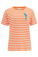 MAGGIE T-SHIRT - OFF-WHITE/ ORANGE, STRIPY PARROT