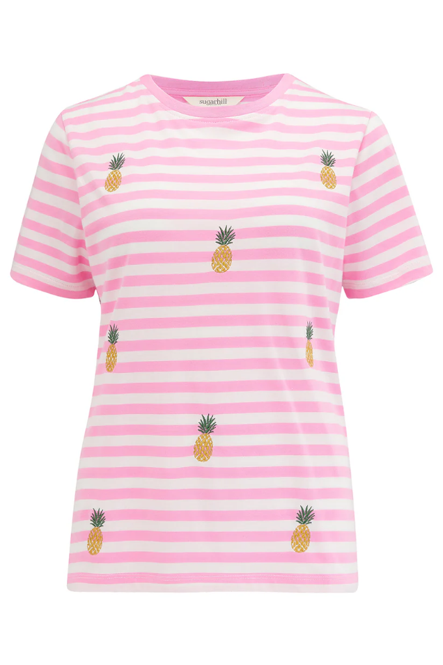 MAGGIE T-SHIRT - OFF-WHITE/PINK, PINEAPPLE REPEAT