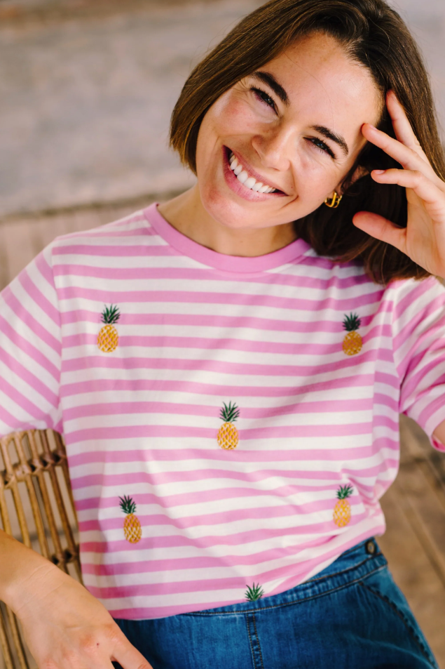 MAGGIE T-SHIRT - OFF-WHITE/PINK, PINEAPPLE REPEAT