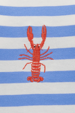 MAGGIE T-SHIRT OFF-WHITE/BLUE, LOBSTER EMBROIDERY