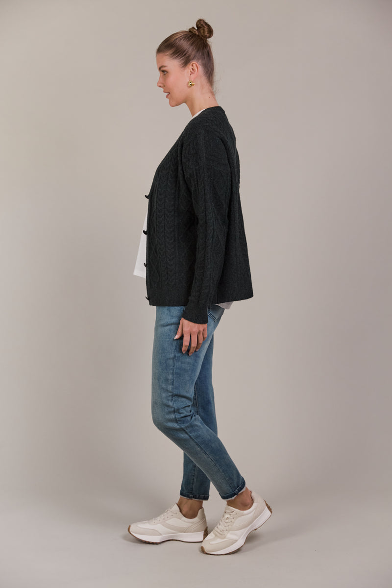 MERANO CROP CARDIGAN - CHAR
