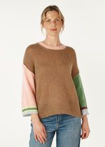 MOHAIR COLOUR BLOCK IN CARAMEL