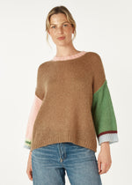 MOHAIR COLOUR BLOCK IN CARAMEL