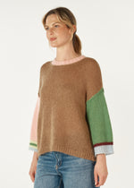 MOHAIR COLOUR BLOCK IN CARAMEL