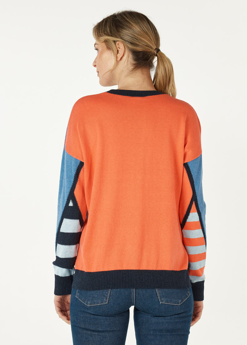 MOSAIC INTARSIA JUMPER IN DENIM