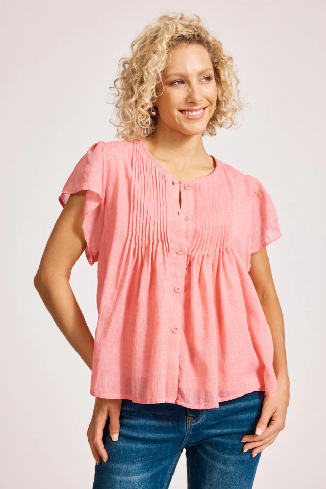 ORSULA BUTTON TOP - CAMEO