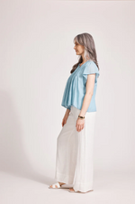 ORSULA BUTTON TOP - NIMBUS