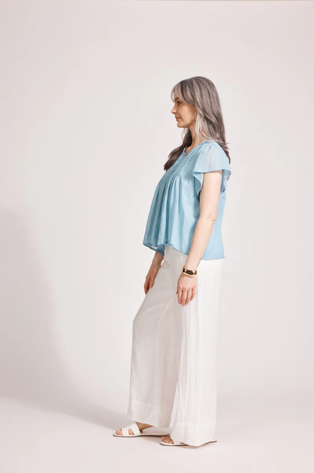 ORSULA BUTTON TOP - NIMBUS