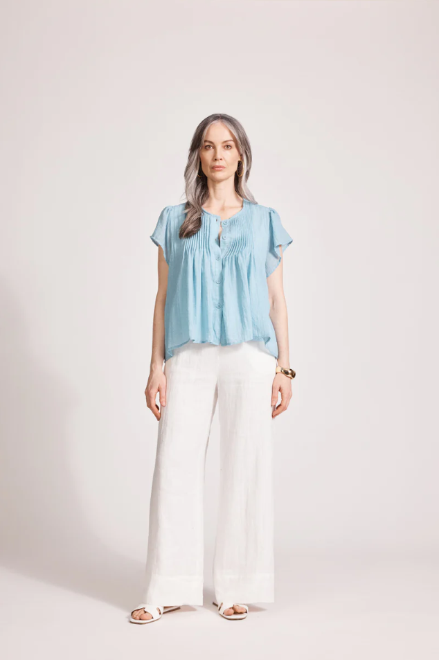 ORSULA BUTTON TOP - NIMBUS
