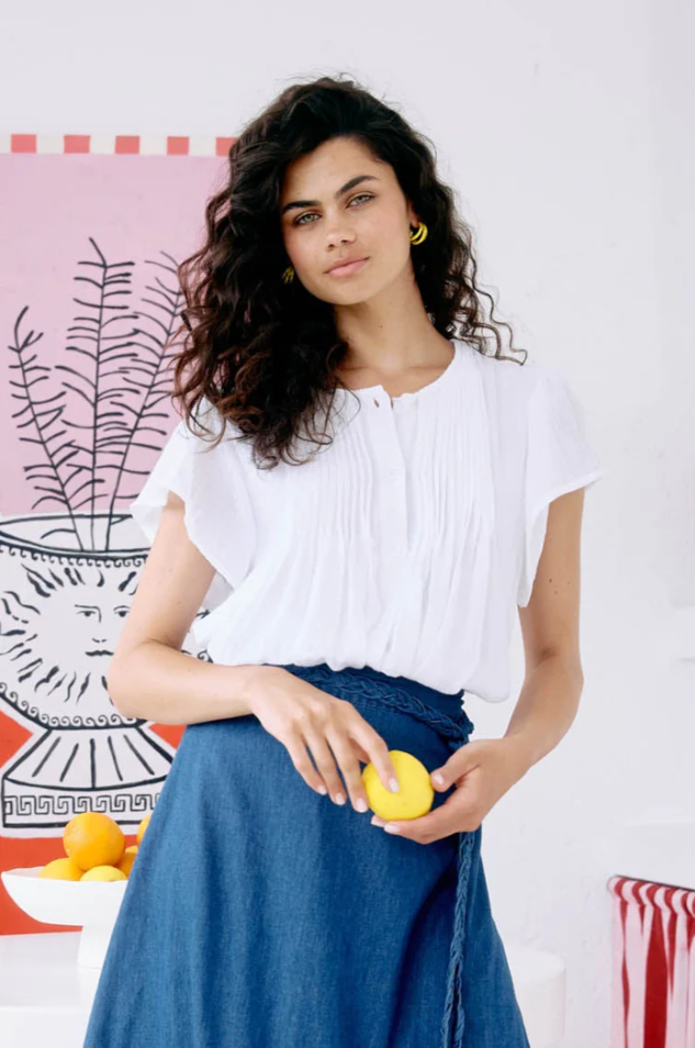 ORSULA BUTTON TOP - WHITE