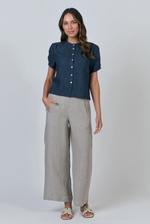 PLEAT SLEEVE CREW SHIRT - POSEIDON