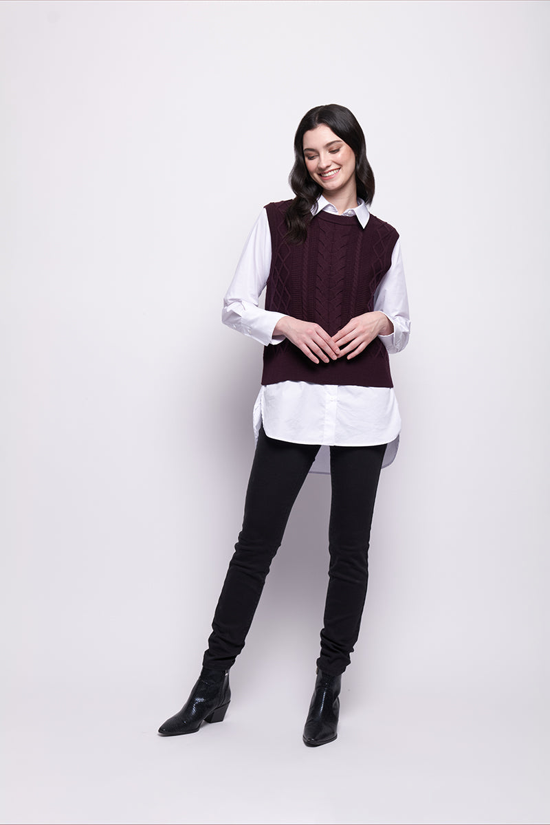 PLOT TWIST VEST - PLUM