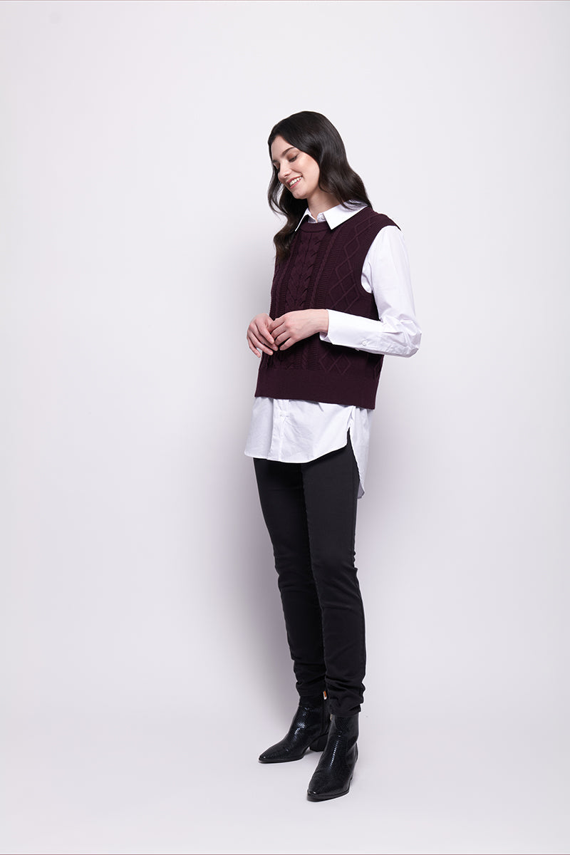 PLOT TWIST VEST - PLUM
