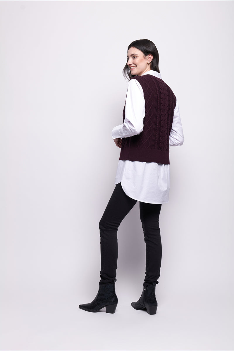 PLOT TWIST VEST - PLUM