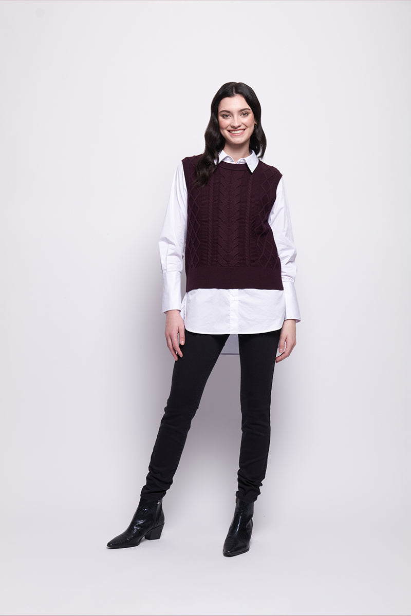 PLOT TWIST VEST - PLUM