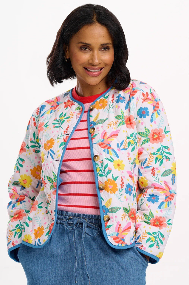 ROCCO QUILTED JACKET - OFF-WHITE, TROPICAL HUMMINGBIRD