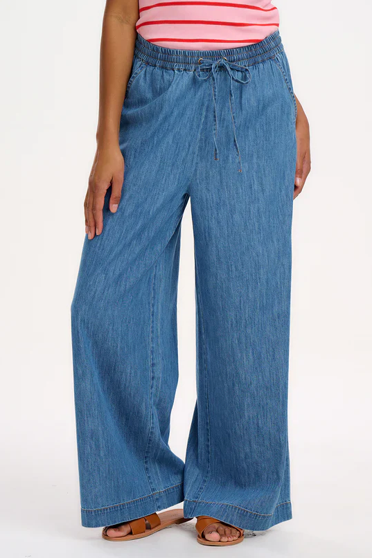 ROKSANDA WIDE LEG TROUSERS - MID BLUE DENIM