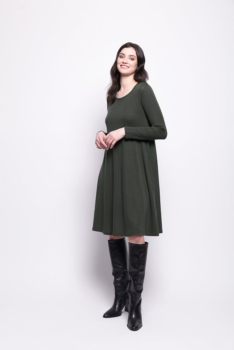SHEAR DELIGHT DRESS - MOSS