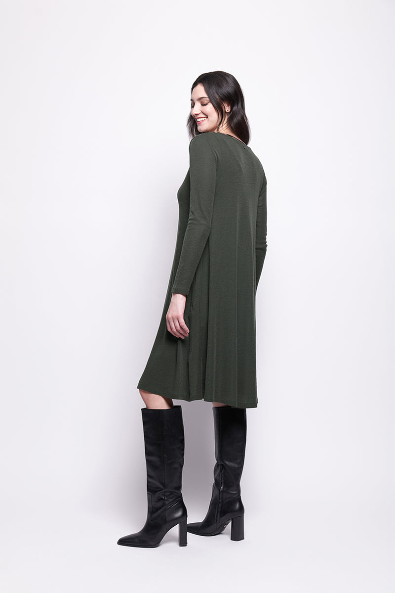 SHEAR DELIGHT DRESS - MOSS
