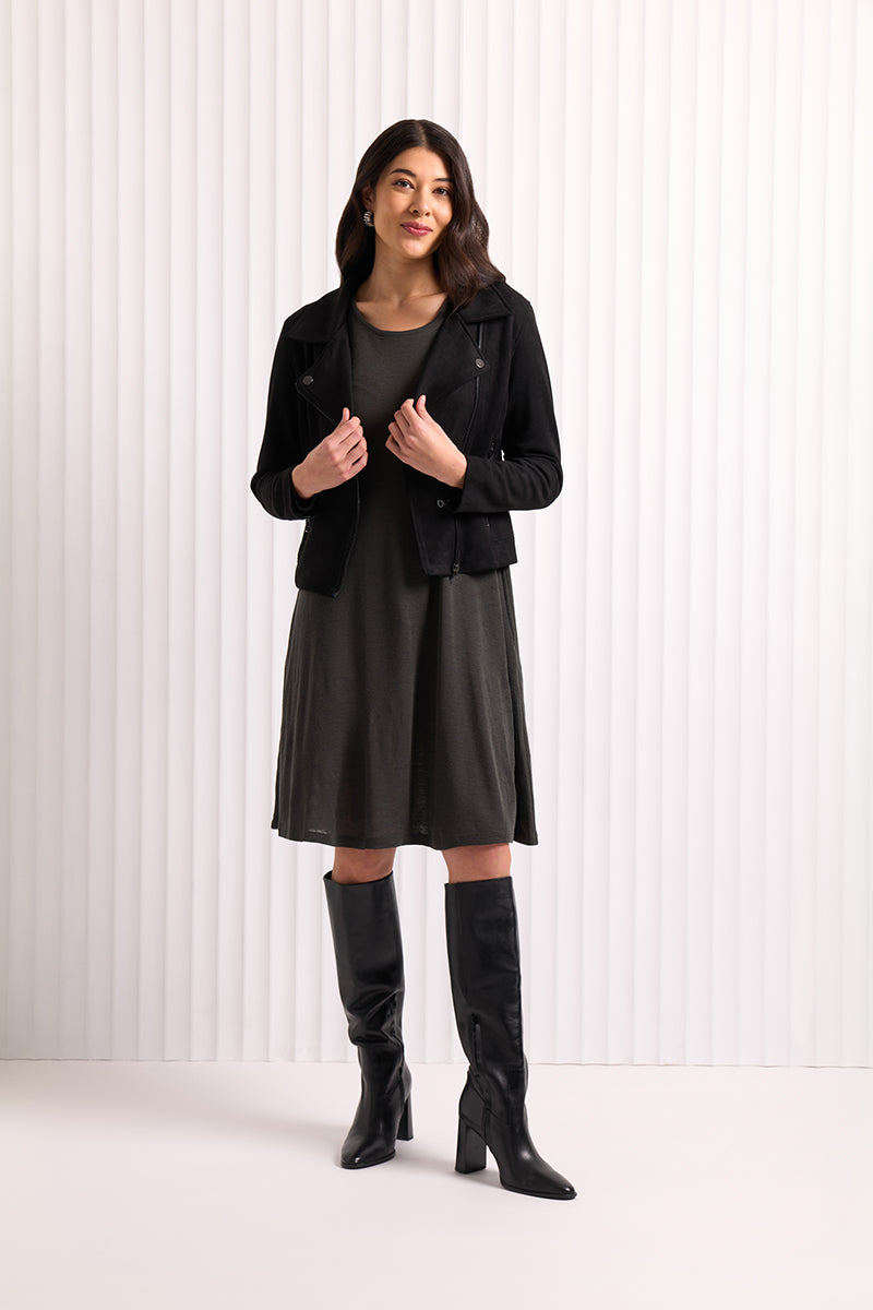 SHEAR DELIGHT DRESS - MOSS