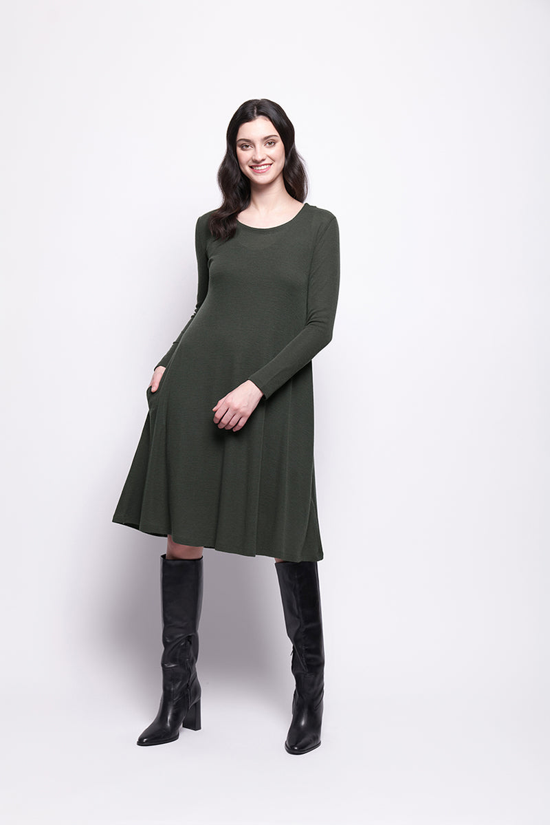 SHEAR DELIGHT DRESS - MOSS