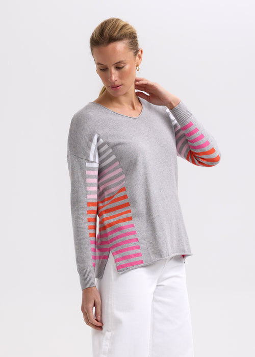 SIDE STRIPE JUMPER - LIGHT MARL