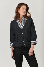 SLOUCH CARDIGAN - CHARCOAL