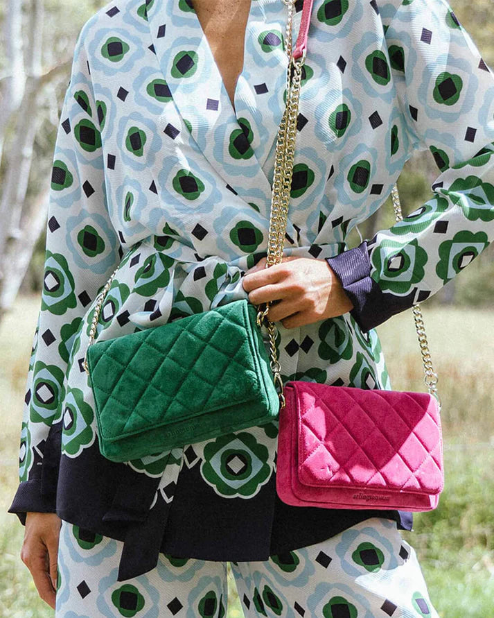 Et La Mer Arlington Milne SARAH CROSSBODY HOT PINK SUEDE