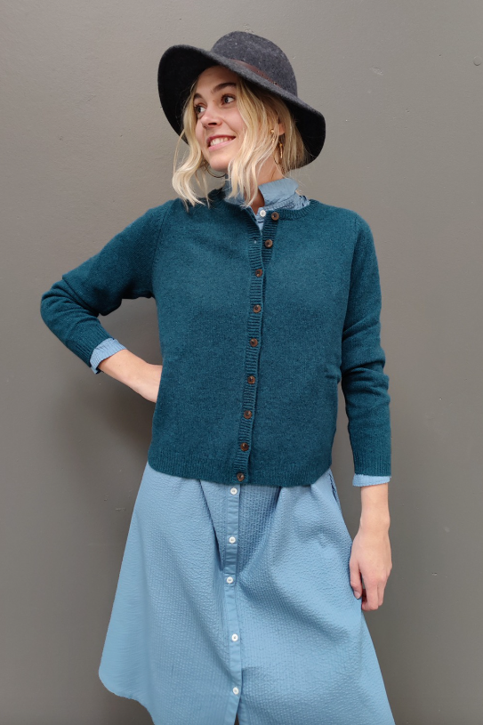 MIDORI CARDIGAN IN DARK PETROL