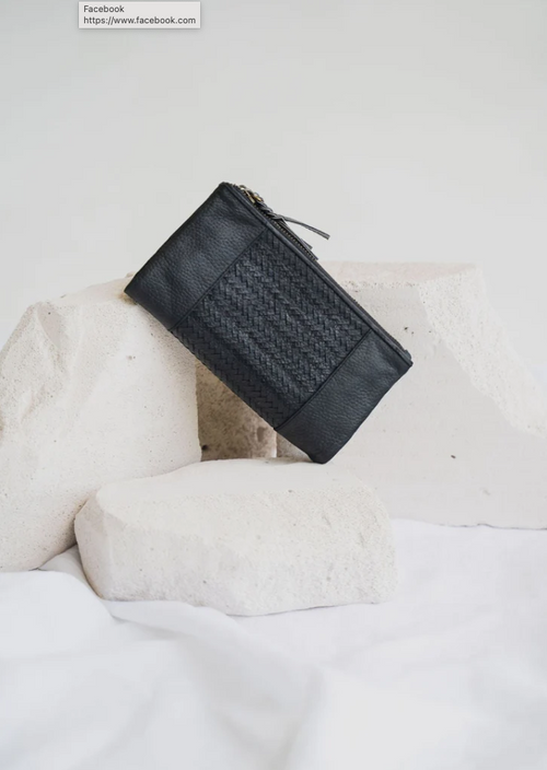 WOVEN WALLET - TEXTURED NOIR