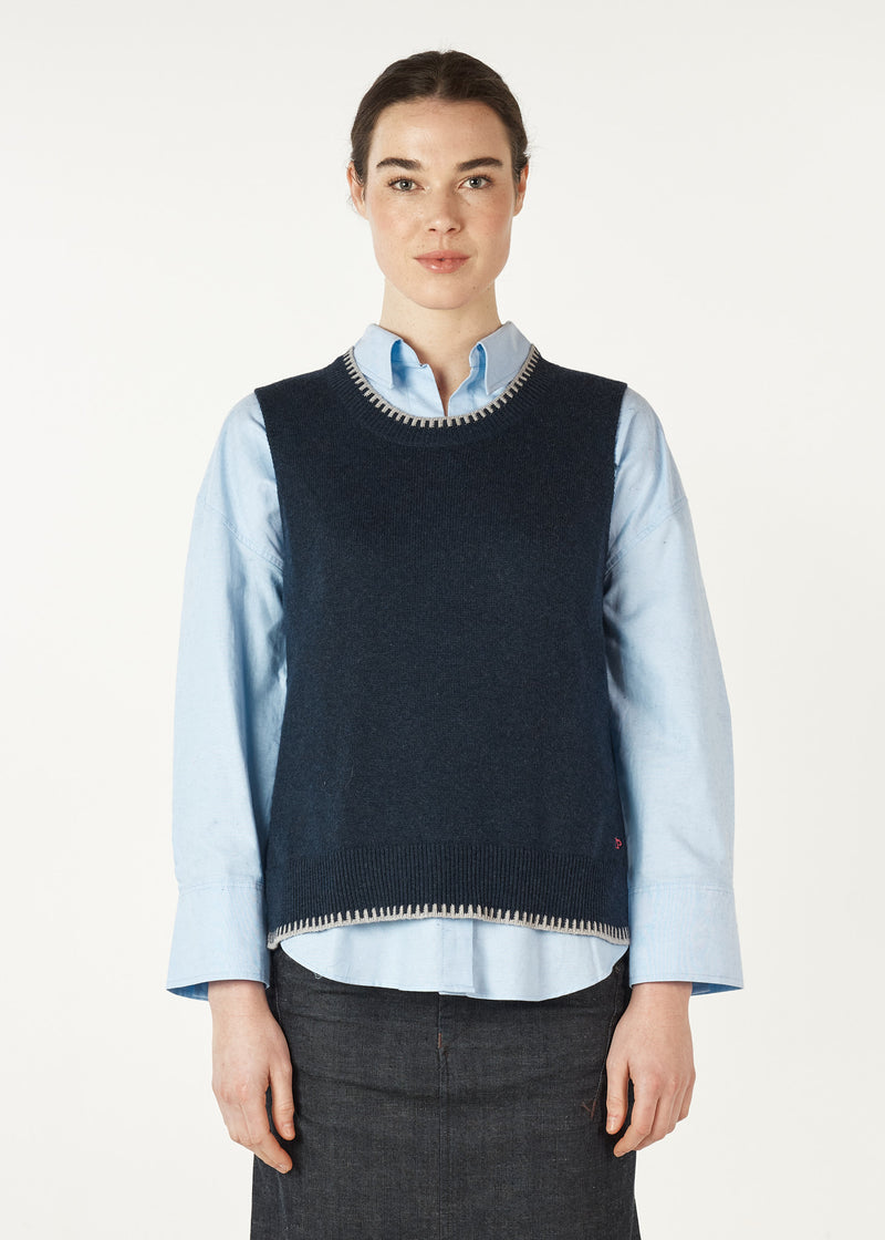 ESSENTIAL TWO TONE VEST IN DENIM