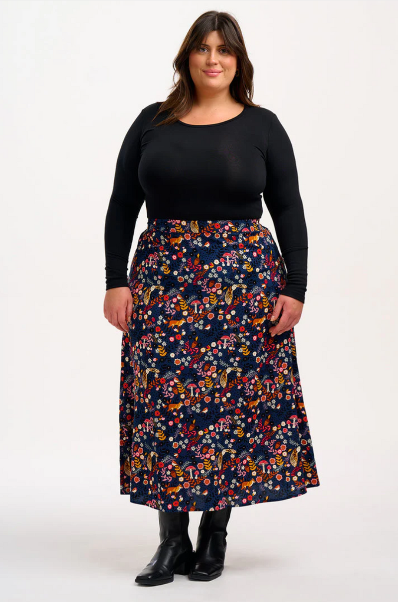ZORA SKIRT - NAVY, MIDNIGHT WOODLAND