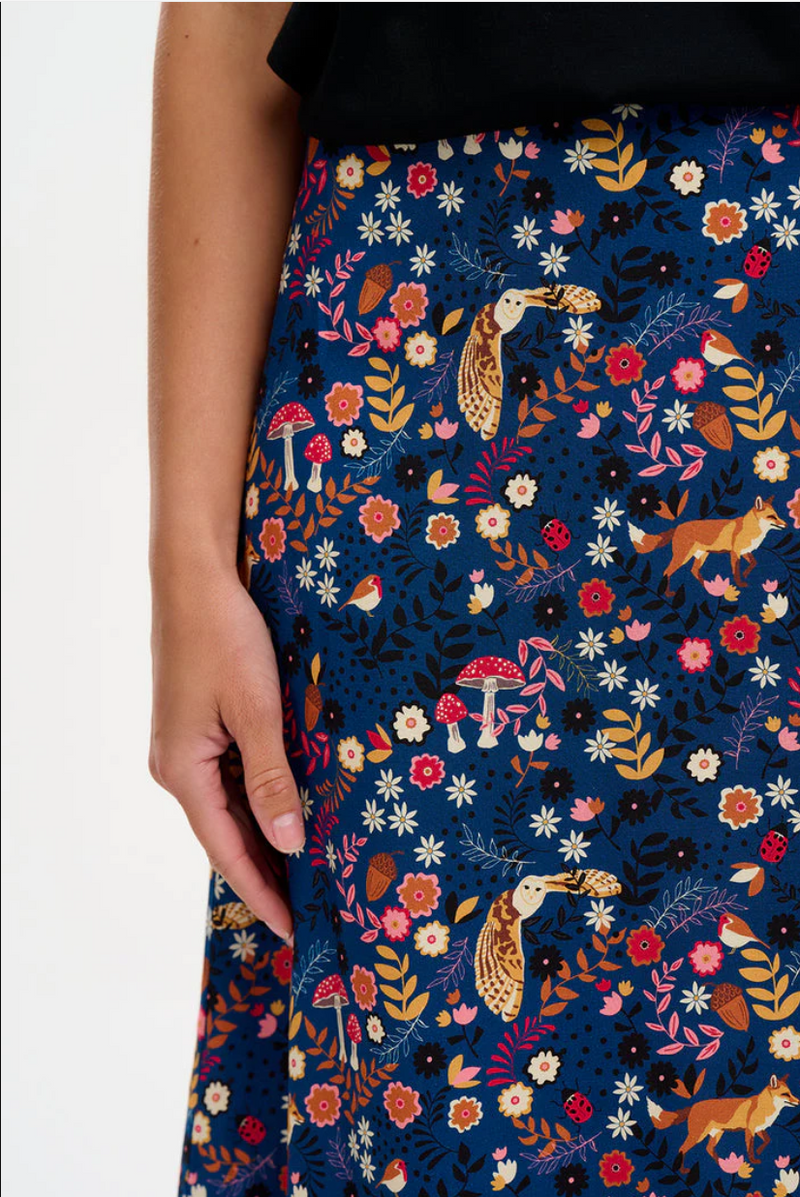 ZORA SKIRT - NAVY, MIDNIGHT WOODLAND