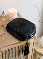 CASSIUS WOVEN SADDLE BAG IN BLACK